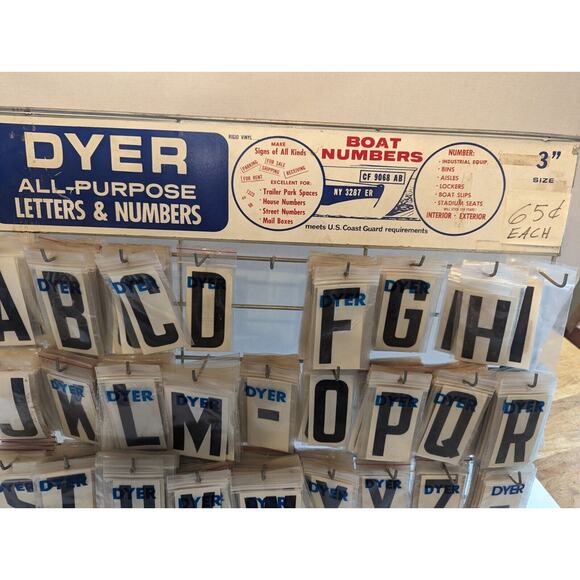 VINTAGE RARE DYER Peg Display W/100's Of 3" Letters & Numbers All-Purpose Vinyl - Picture 9 of 13